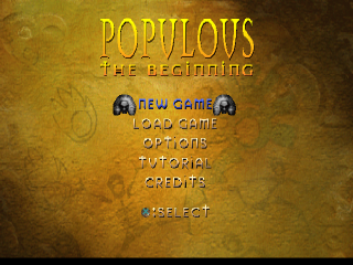 Populous The Beginning title screen for Playstation